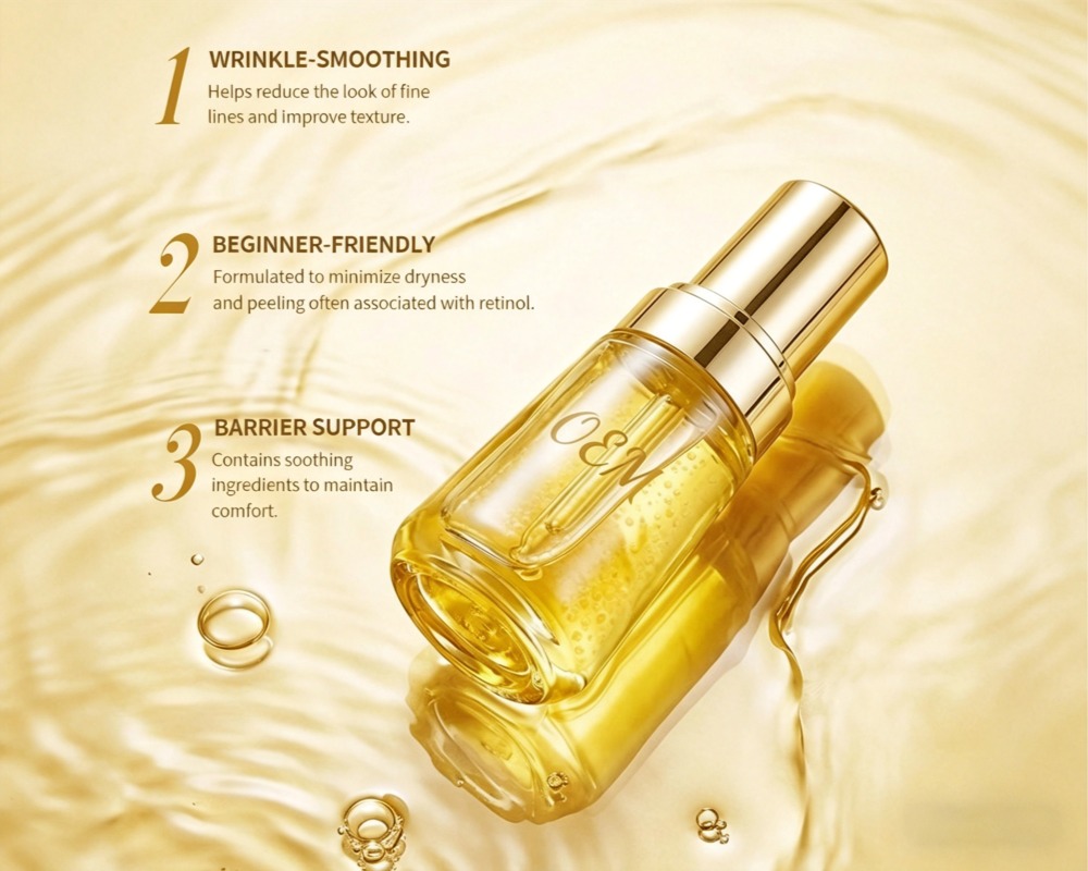 applying retinol serum on face